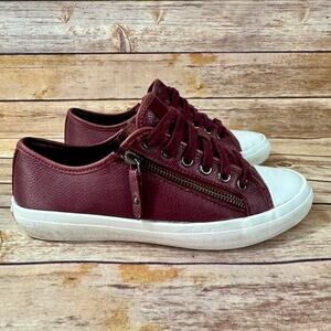 COACH Womens Burgundy Maroon Leather Empire Zipper Sneakers 7B